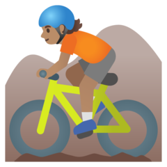 How Person Mountain Biking: Medium Skin Tone emoji looks on Google.