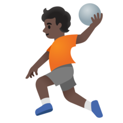 A quoi ressemblent les emoji Personne jouant au handball : peau foncée sur Google.