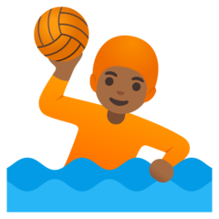 How Person Playing Water Polo: Medium-Dark Skin Tone emoji looks on Google.