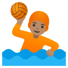 Wie Wasserballspieler(in): mittlere Hautfarbe Emoji auf Google aussieht.