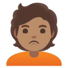 How Person Pouting: Medium Skin Tone emoji looks on Google.