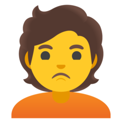 Bagaimana emoji Orang mencebik kelihatan di Google.