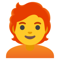 Hvordan Voksen: rødt hår emoji ser ut på Google.