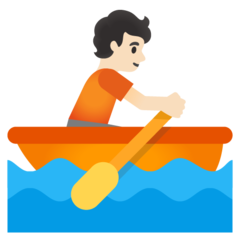 How Person Rowing Boat: Light Skin Tone emoji looks on Google.