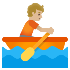 How Person Rowing Boat: Medium-Light Skin Tone emoji looks on Google.