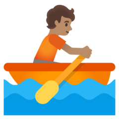 How Person Rowing Boat: Medium Skin Tone emoji looks on Google.