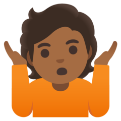 How Person Shrugging: Medium-Dark Skin Tone emoji looks on Google.