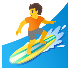 How Person Surfing emoji looks on Google.