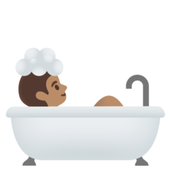 Bagaimana emoji Orang sedang mandi: ton kulit sederhana kelihatan di Google.