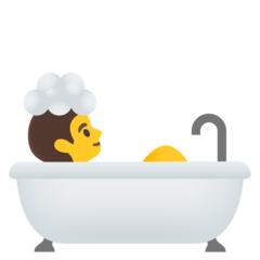 How Person Taking Bath emoji looks on Google.