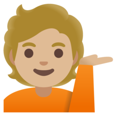 Wie Infoschalter-Mitarbeiter(in): mittelhelle Hautfarbe Emoji auf Google aussieht.