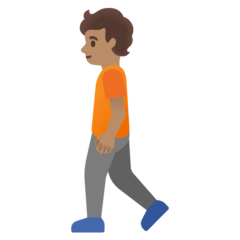 How Person Walking: Medium Skin Tone emoji looks on Google.