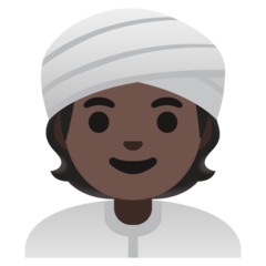 Como o emoji do Pessoa com turbante: pele escura é exibido no Google.