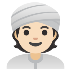 How Person Wearing Turban: Light Skin Tone emoji looks on Google.