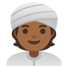 How Person Wearing Turban: Medium-Dark Skin Tone emoji looks on Google.