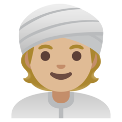 How Person Wearing Turban: Medium-Light Skin Tone emoji looks on Google.