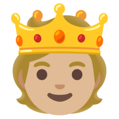 A quoi ressemblent les emoji Personne avec une couronne : peau moyennement claire sur Google.