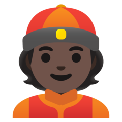 A quoi ressemblent les emoji Homme avec casquette chinoise: peau foncée sur Google.