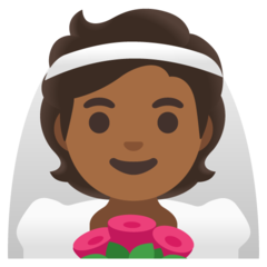 A quoi ressemblent les emoji Personne mariée avec voile: peau mate sur Google.