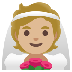 A quoi ressemblent les emoji Personne mariée avec voile: peau moyennement claire sur Google.