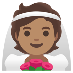 How Person with Veil: Medium Skin Tone emoji looks on Google.