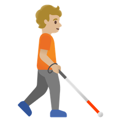 How Person with White Cane Facing Right: Medium-Light Skin Tone emoji looks on Google.