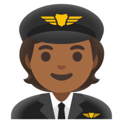 Jak wygląda emoji Pilot: karnacja średnio ciemna w Google.