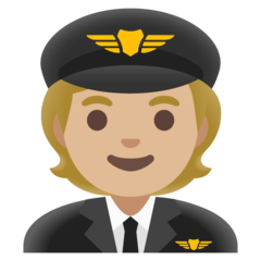 A quoi ressemblent les emoji Pilote: peau moyennement claire sur Google.