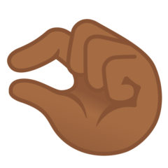 How Pinching Hand: Medium-Dark Skin Tone emoji looks on Google.