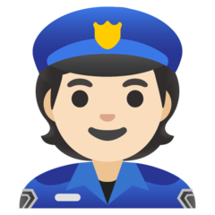 Wie Polizist(in): helle Hautfarbe Emoji auf Google aussieht.