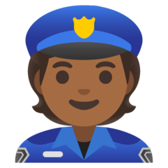 Wie Polizist(in): mitteldunkle Hautfarbe Emoji auf Google aussieht.