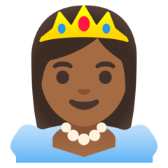 How Princess: Medium-Dark Skin Tone emoji looks on Google.