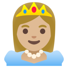 How Princess: Medium-Light Skin Tone emoji looks on Google.