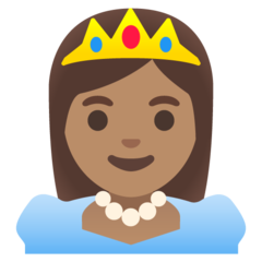 How Princess: Medium Skin Tone emoji looks on Google.