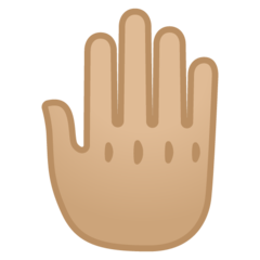 How Raised Back of Hand: Medium-Light Skin Tone emoji looks on Google.