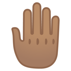 How Raised Back of Hand: Medium Skin Tone emoji looks on Google.