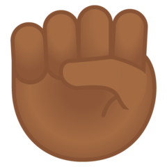 How Raised Fist: Medium-Dark Skin Tone emoji looks on Google.