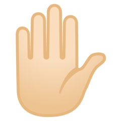 How Raised Hand: Light Skin Tone emoji looks on Google.