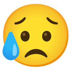 How Sad but Relieved Face emoji looks on Google.