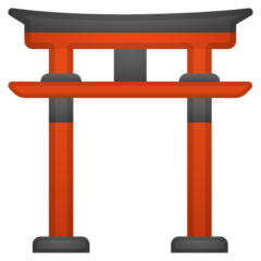 Hoe Shinto-tempel emoji eruit ziet op Google.