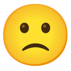 How Slightly Frowning Face emoji looks on Google.