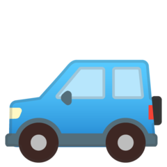 Hoe SUV emoji eruit ziet op Google.