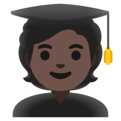 Jak wygląda emoji Student: karnacja ciemna w Google.