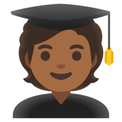 How Student: Medium-Dark Skin Tone emoji looks on Google.