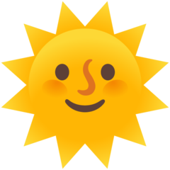 Wie Sonne mit Gesicht Emoji auf Google aussieht.