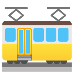 How Tram Car emoji looks on Google.