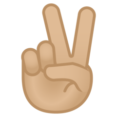 How Victory Hand: Medium-Light Skin Tone emoji looks on Google.