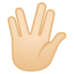 How Vulcan Salute: Light Skin Tone emoji looks on Google.