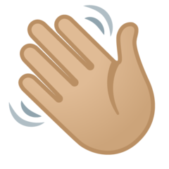 How Waving Hand: Medium-Light Skin Tone emoji looks on Google.