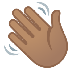 How Waving Hand: Medium Skin Tone emoji looks on Google.